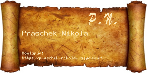 Praschek Nikola névjegykártya